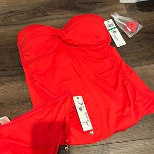 NWT Anne Cole tankini bright coral red